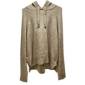 H&M Hooded Sweater Women's Small Oatmeal Heather Oversized Fine Knit Pullover